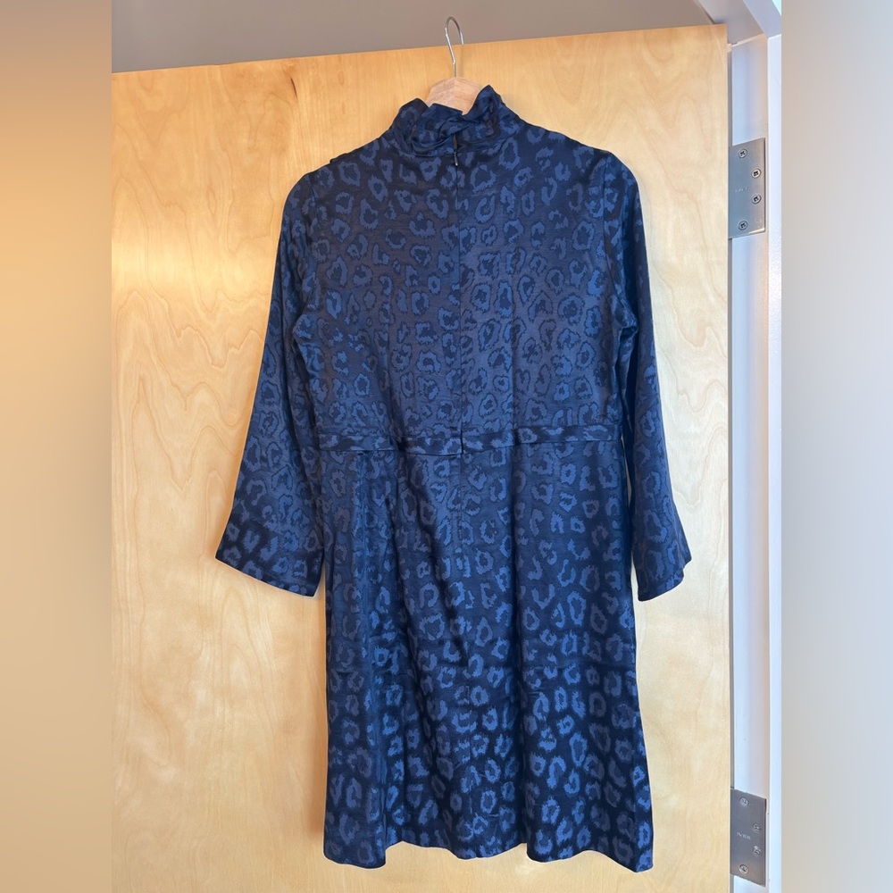 SOEUR Navy Leopard Print Silk Mini Dress - Medium - Picture 2 of 6